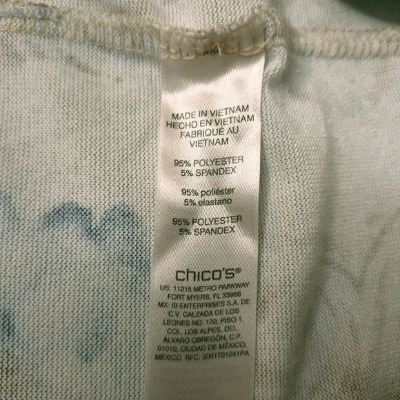 Chicos Womens Blouse Small (1) 3/4 Sleeve Floral Tie Hem Top Pull Over - Picture 6 of 6